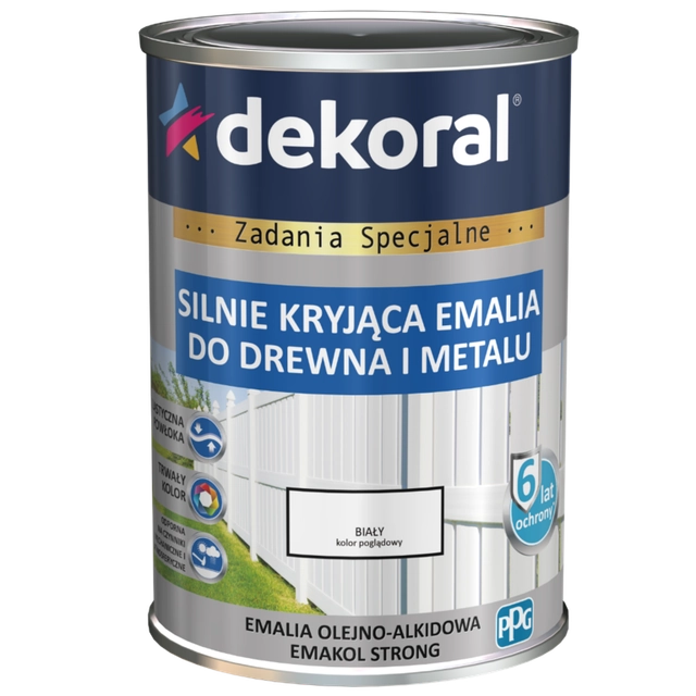 Dekoral Emakol Silná farba na drevo a kov, lesklá biela 0,9l