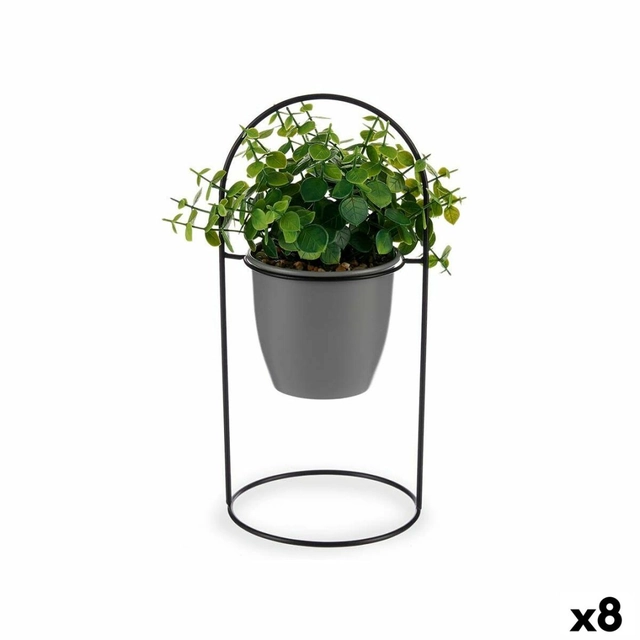 Dekorative plantekort Runde Metal Plast 21 x 30 x 21 cm (8 Stykker)