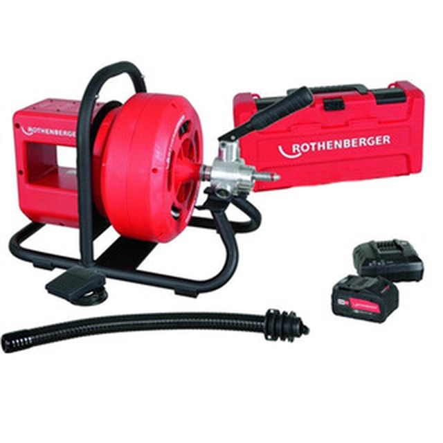 Desbloqueador inalámbrico Rothenberger Rodrum VarioClean 18 V | 40 - 100 mm | 15 m | Carbón sin escobillas | Batería 1 x 8 Ah + cargador | en Rocase