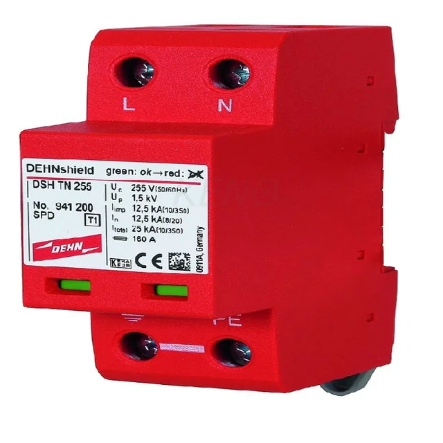 Descargador de sobretensiones de CA DEHNshield TN 255 2P Tipo I+II