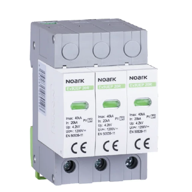 Descargador de sobretensiones de CC Noark SPD Ex9UEP, tipo II, In=20 kA, 1000 V CC, 3P