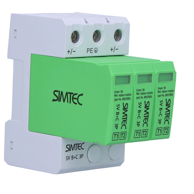 Descargador de sobretensiones de varistor para instalaciones fotovoltaicas SV B+C 3P SIMTEC
