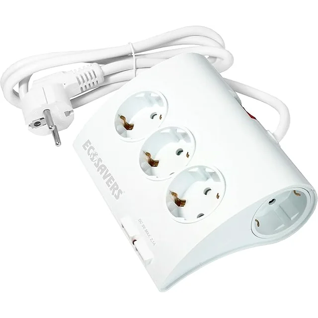 Design EcoSavers Multisocket: lista 5-stykowa + 2x USB