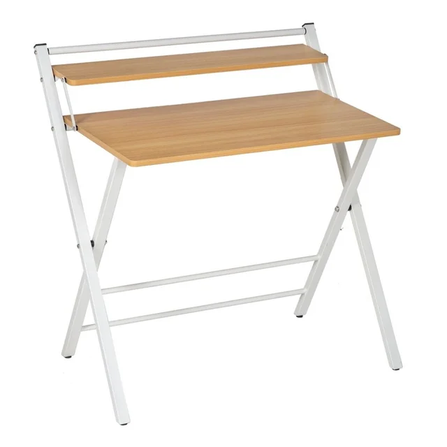 Desk White Natural Iron Wood MDF 87 x 56 x 87 cm