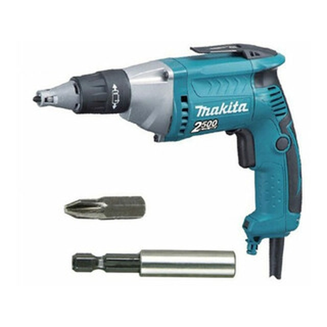 Destornillador eléctrico Makita FS2300 con tope de profundidad 230 V | 570 W | 15 Nm/25 Nm | 1/4 pulgadas | 2500 RPM | En una caja de cartón