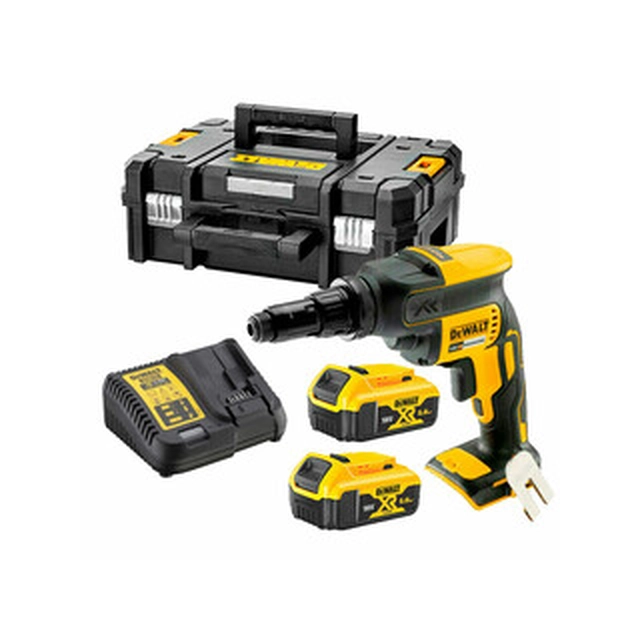 Destornillador inalámbrico DeWalt DCF622P2-QW con tope de profundidad 18 V | Sin escobillas de carbono | 2 x 5 Ah batería + cargador | TSTAK en una maleta