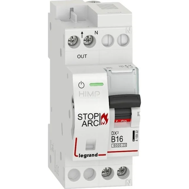 Detector de faísca Legrand Fire DX3 STOP ARC integrado com interruptor 1P+N 6kA B16 415922