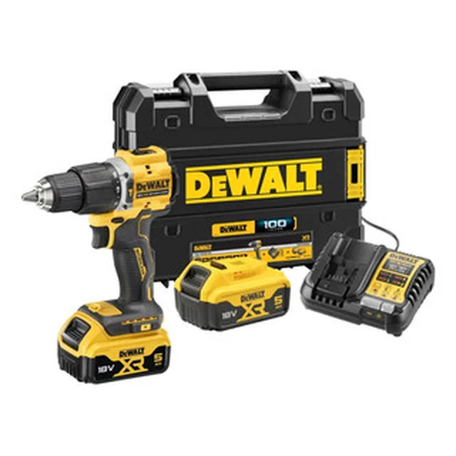 DeWalt DCD100YP2T-QW accuklopboormachine 18 V | 68 Nm | 1,5 - 13 mm | Koolborstelloos | 2 x 5 Ah accu + lader | TSTAK in een koffer