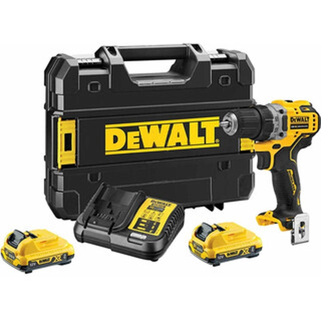 DeWalt DCD701D2-QW cordless drill driver with chuck 12 V | 57 Nm | Carbon Brushless | 2 x 2 Ah battery + charger | TSTAK in a suitcase