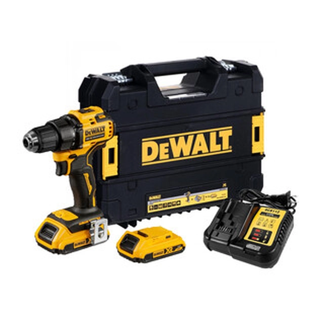 DeWalt DCD708D2T-QW akkuporakone, jossa istukka 18 V | 26 Nm/65 Nm | Hiiliharjaton | 2 x 2 Ah akku + laturi | TSTAK matkalaukussa