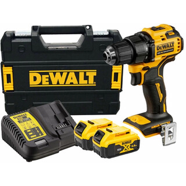 DeWalt DCD708P2T-QW akkus fúrócsavarozó tokmányos 18 V | 26 Nm/65 Nm | Szénkefementes | 2 x 5 Ah akku + töltő | TSTAK kofferben