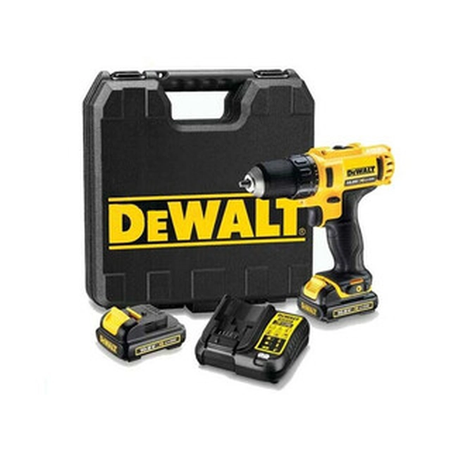 DeWalt DCD710D2-QW akkuporakone, jossa istukka 10,8 V/12 V | 15 Nm/24 Nm | Hiiliharja | 2 x 2 Ah akku + laturi | Matkalaukussa