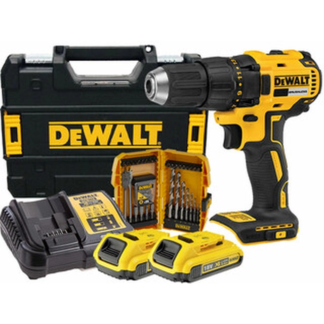 DeWalt DCD777D2K-QW akkuporakone, jossa istukka 18 V | 26 Nm/65 Nm | Hiiliharjaton | 2 x 2 Ah akku + laturi | TSTAK matkalaukussa