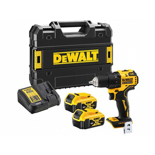 DeWalt DCD800P2T-QW cordless drill driver with chuck 18 V|90 Nm | Carbon Brushless |2 x 5 Ah battery + charger | TSTAK in a suitcase