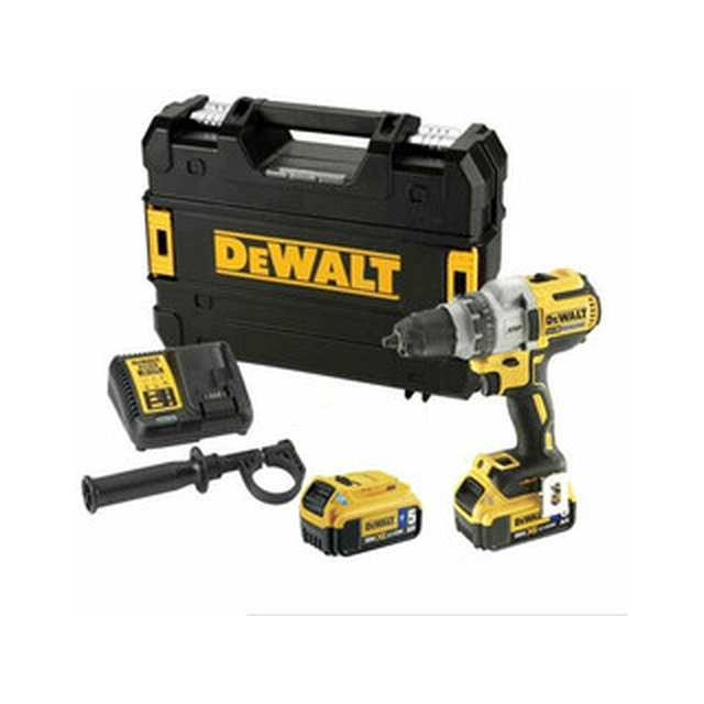 DeWalt DCD991P2B-QW cordless drill driver with chuck 18 V|66 Nm/95 Nm | Carbon brush |2 x 5 Ah battery + charger | In a suitcase