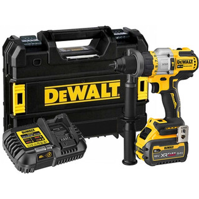 DeWalt DCD999T1-QW акумулаторна ударна бормашина 18 V | 67 Nm/126 Nm | 1,5 - 13 mm | Карбон без четки | 1 x 6 Ah батерия + зарядно | ЦСТАК в куфар