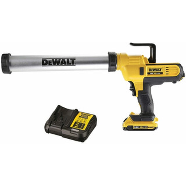 DeWalt DCE580D1-QW cordless putty gun 18 V | 300 ml/600 ml | 2500 | Carbon brush | 1 x 2 Ah battery + charger | In a suitcase