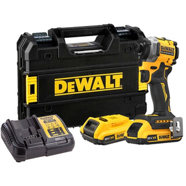 DeWalt DCF850D2T-QW cordless impact driver with bit holder 18 V | 206 Nm | 1/4 inches | Carbon Brushless | 2 x 2 Ah battery + charger | TSTAK in a suitcase