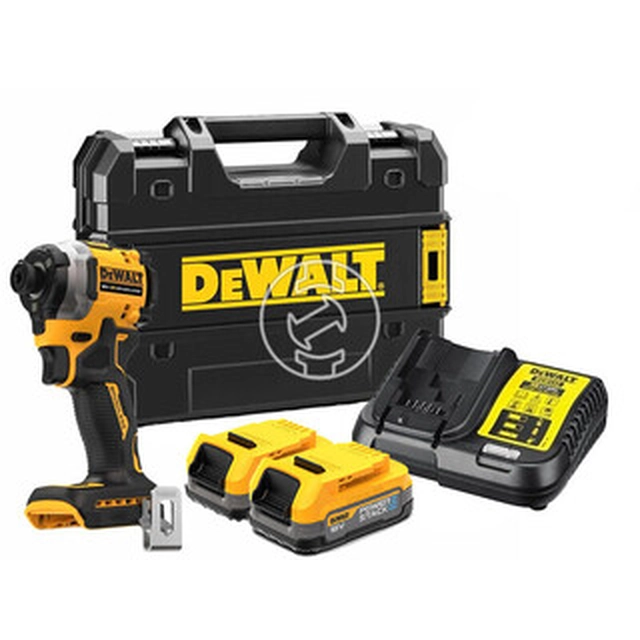 DeWalt DCF850E2T-QW cordless impact driver with bit holder 18 V | 206 Nm | 1/4 bits | Carbon Brushless | 2 x 1,7 Ah battery + charger | TSTAK in a suitcase