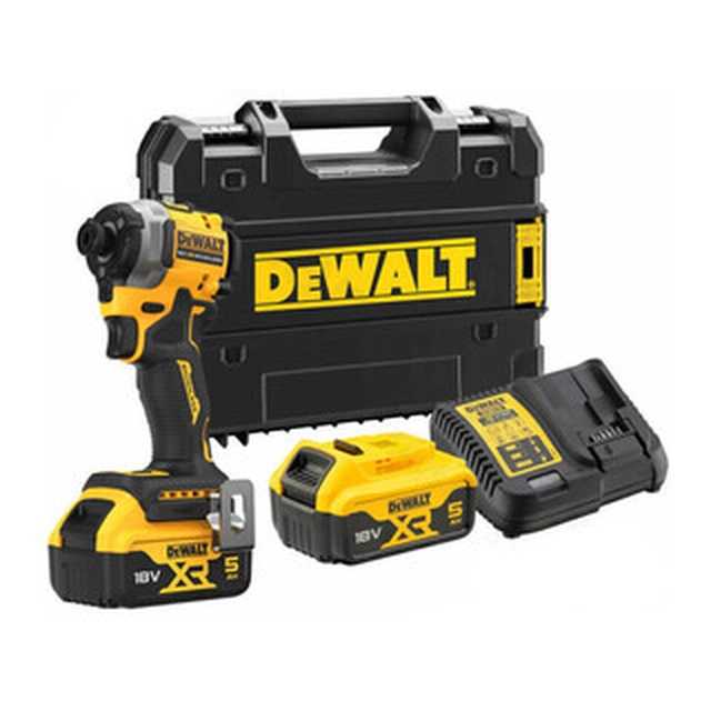 DeWalt DCF850P2T-QW cordless impact driver with bit holder 18 V | 206 Nm | 1/4 inches | Carbon Brushless | 2 x 5 Ah battery + charger | In a suitcase