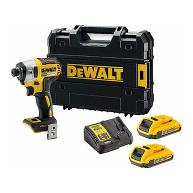 DeWalt DCF887D2-QW cordless impact driver with bit holder 18 V | 205 Nm | 1/4 bits | Carbon Brushless | 2 x 2 Ah battery + charger | TSTAK in a suitcase