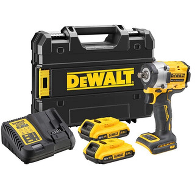 DeWalt DCF921D2T-QW cordless impact driver 18 V | 406 Nm | 1/2 inches | Carbon Brushless | 2 x 2 Ah battery + charger | TSTAK in a suitcase