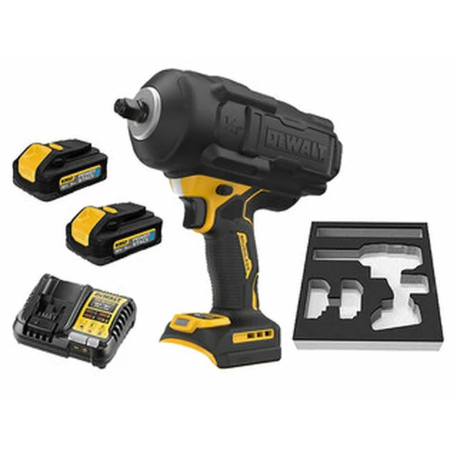 DeWalt DCF961H2G akumulátorový rázový uťahovák 18 V | 1626 Nm | 1/2 palcov | Carbon Brushless | 2 x 5 Ah batéria + nabíjačka | V kartónovej krabici