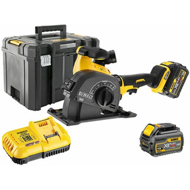 DeWalt DCG200T2-QW Akku-Nutenfräse 54 V | 125 mm | Schnittbreite 8 - 35 mm | Carbon bürstenlos | 2 x 6 Ah Akku + Ladegerät | TSTAK im Koffer