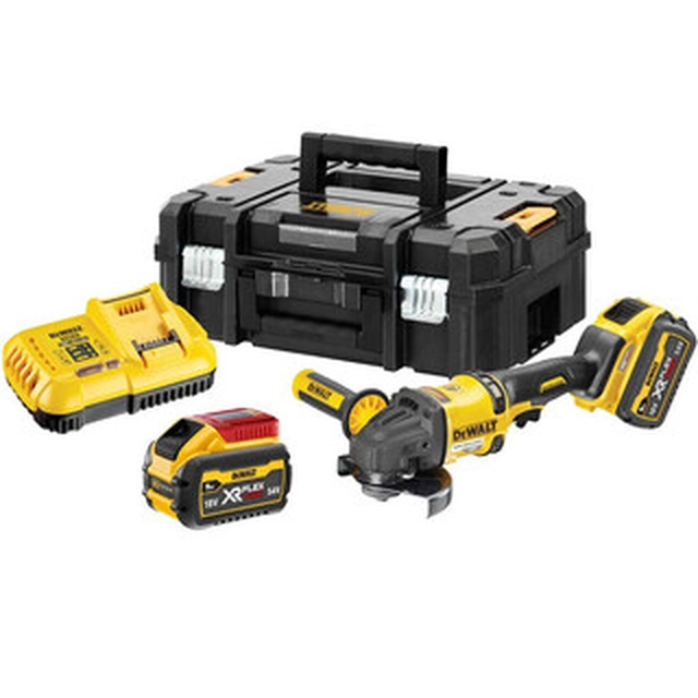 DeWalt DCG418T2-QW cordless angle grinder 54 V | 125 mm | 9000 RPM | Carbon Brushless | 2 x 6 Ah battery + charger | TSTAK in a suitcase