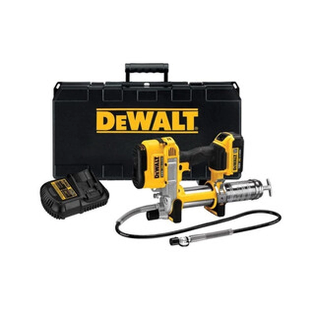 DeWalt DCGG571M1-QW akkus zsírzópisztoly 18 V | 453 ml | 690 bar | Szénkefés | 1 x 4 Ah akku + töltő | Kofferben