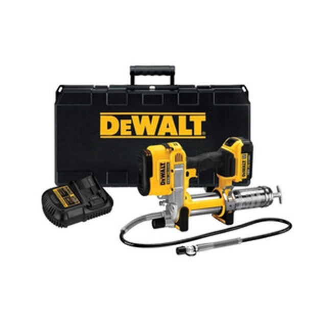 DeWalt DCGG571M1-QW cordless grease gun 18 V | 453 ml | 690 bar | Carbon brush | 1 x 4 Ah battery + charger | In a suitcase
