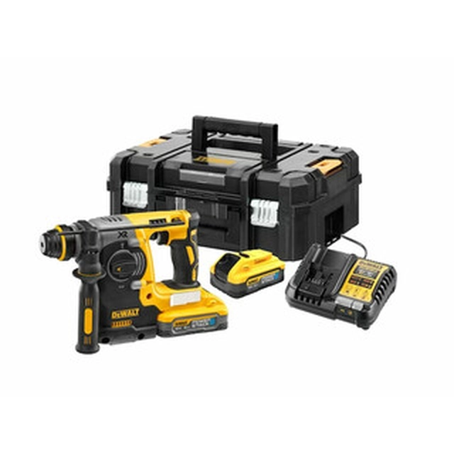 DeWalt DCH273H2T-QW akkus fúró-vésőkalapács 18 V | 2,1 J | Betonban 24 mm | 2,5 kg | Szénkefementes | 2 x 5 Ah akku + töltő | TSTAK kofferben