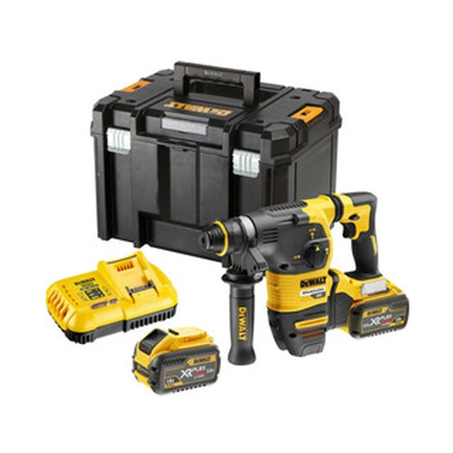 DeWalt DCH333X2-QW accuboorhamer 54 V | 3,5 J | In beton 30 mm | 3,7 kg | Koolborstelloos | 2 x 9 Ah-accu + lader | TSTAK in een koffer