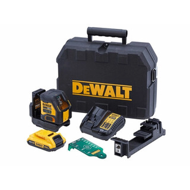 DeWalt DCLE34021D1-QW Лазер зеленої лінії Ефективний промінь із перехоплювачем сигналу: 0 - 100 м | 1 x 2 Ач акумулятор + зарядний пристрій | У валізі