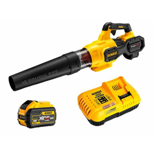 DeWalt DCMBA572X1-QW akumulátorový foukač listí 54 V | 1019,4 m/s | Carbon Brushless | 1 x 9 Ah baterie + nabíječka | V kartonové krabici