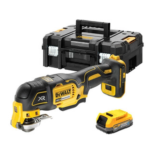 DeWalt DCS356E1T-XJ Akku-Multifunktionsmaschine vibrierend 18 V | 0 - 20000 1/min | 1,6 ° | Carbon bürstenlos | 1 x 1,7 Ah Batterie | TSTAK im Koffer