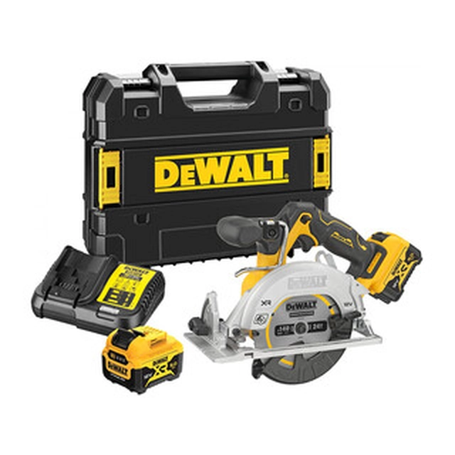 DeWalt DCS512P2-QW cordless circular saw 12 V | Circular saw blade 140 mm x 20 mm | Cutting max. 47 mm | Carbon Brushless | 2 x 5 Ah battery + charger | TSTAK in a suitcase