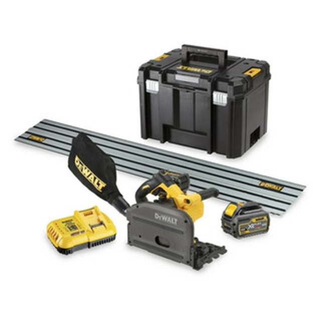 DeWalt DCS520T2R-QW batteridrevet dyk-rundsav 54 V | Savklinge 165 mm x 20 mm | Skæring max. 59 mm | 2 x 6 Ah batteri + oplader | TSTAK i en kuffert