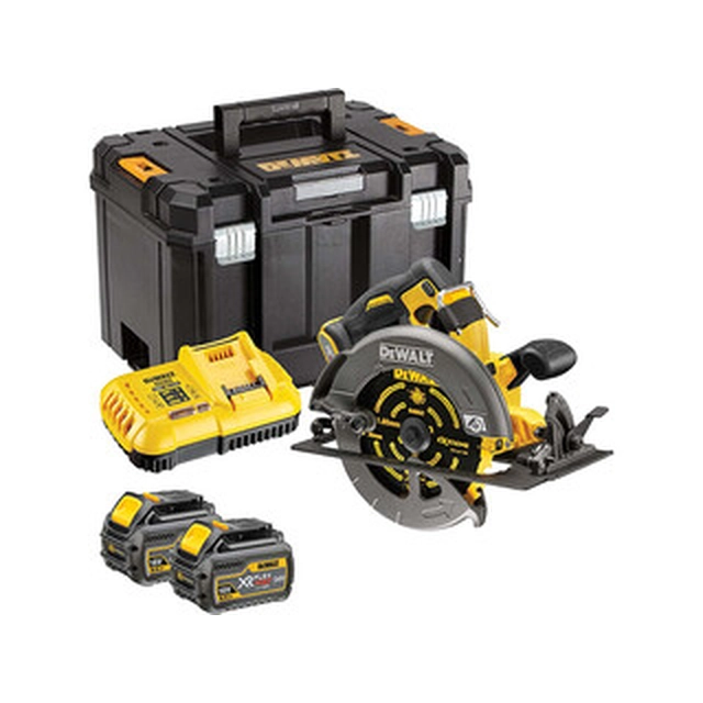 DeWalt DCS579T2-QW Akku-Kreissäge 54 V | Kreissägeblatt 190 mm x 30 mm | Schneiden max. 61 mm | Carbon bürstenlos | 2 x 6 Ah Akku + Ladegerät | TSTAK im Koffer