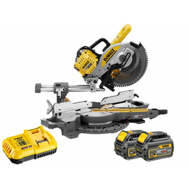 DeWalt DCS727T2-QW akumulatora slīpzāģis 54 V | Zāģa asmens 250 mm x 30 mm | Griešanas maks. 77 x 305 mm | Oglekļa brushless | 2 x 6 Ah akumulators + lādētājs