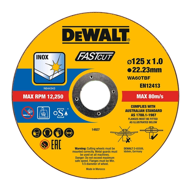 Dewalt DT20540 - Cutting discs for metal,125mm, for angle grinders,1mm, 100ks