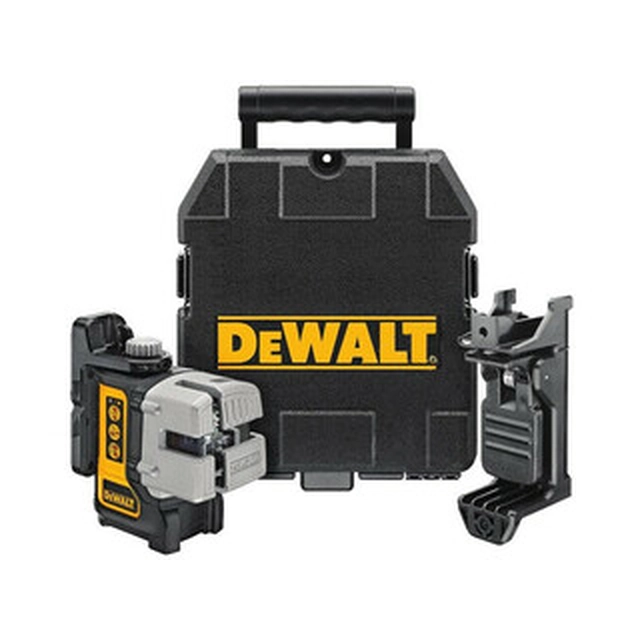 DeWalt DW089K-XJ Červený čárový laser Efektivní paprsek s detektorem signálu: 0 - 50 m | 4 x prvek | V kufru