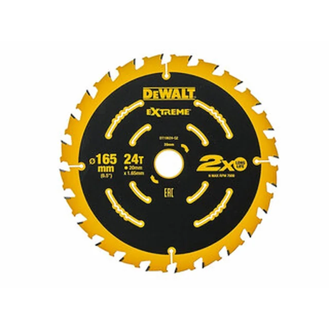 DeWalt körfűrészlap 165 x 20 mm | fogszám: 24 db | vágásszélesség: 1,65 mm