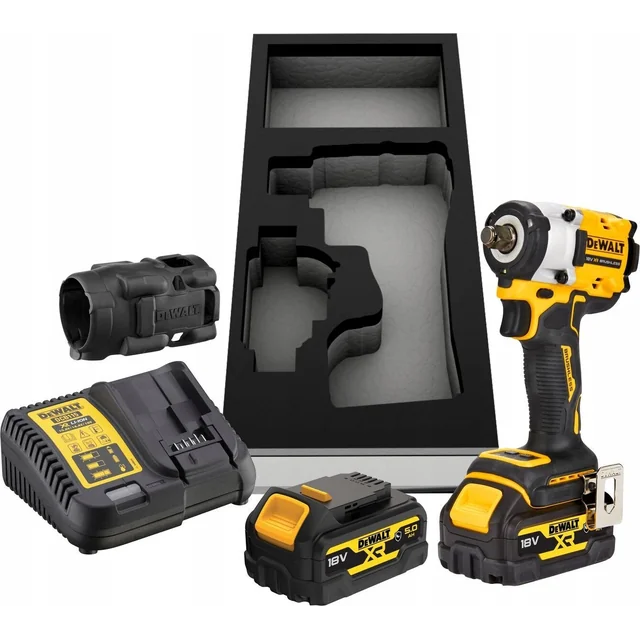 „Dewalt“ SVEIKINIS VERŽTAKLIS „DEWALT“ SPŪGINIS VERŽTAKLIS 1/2" 18V 406Nm 2x5,0Ah SU VEŽĖLIŲ ŽIEDŲ VYRA DCF921P2G