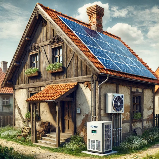 Deye hybrid kraftverk set 8kW +16x550W, energilagring 5kWh+system montering för takpannor