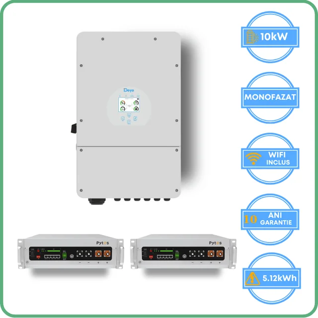 Deye inverter 10kW + Pytes akumulator 5.12kWh