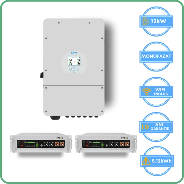 Deye inverter 12kW + Pytes akumulator 5.12kWh