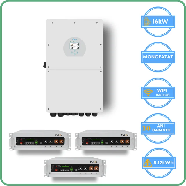 Deye inverter 16kW + Pytes akkumulátor 5.12kWh