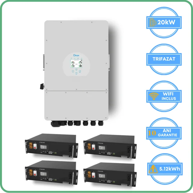 Deye inverter 20kW + Vestwoods akkumulátor 5.12kWh alacsony feszültség