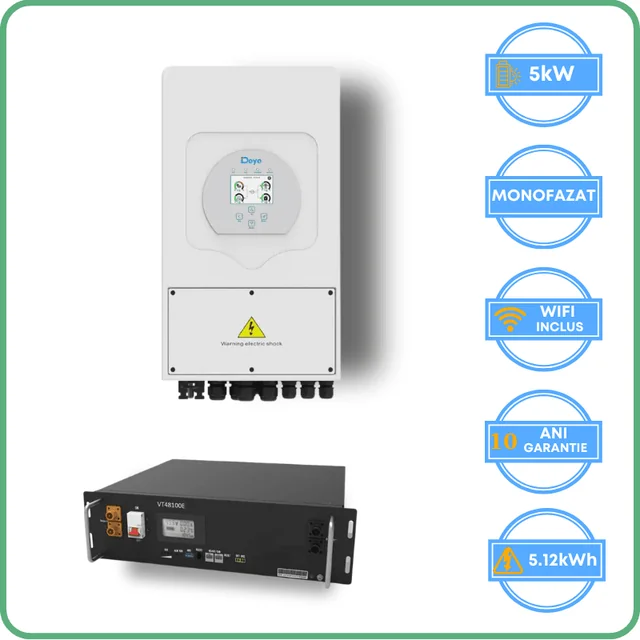 Deye inverter 5kW + Vestwoods akkumulator 5.12kWh